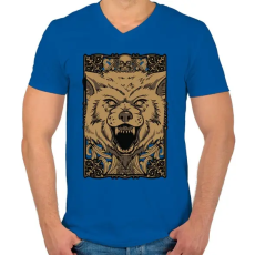 PRINTFASHION Vérszomjas farkas - Férfi V-nyakú póló - Királykék
