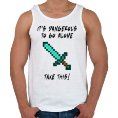 PRINTFASHION Veszélyes egyedül, ezt vidd magaddal! - Férfi atléta - Fehér