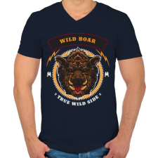 PRINTFASHION Veszélyes...  - Férfi V-nyakú póló - Sötétkék férfi póló