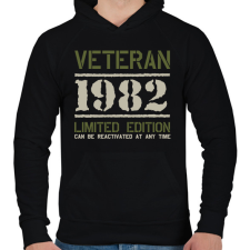 PRINTFASHION Veteran_1982 - Férfi kapucnis pulóver - Fekete férfi pulóver, kardigán