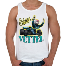 PRINTFASHION Vettel F1 - Férfi atléta - Fehér atléta, trikó