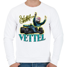 PRINTFASHION Vettel F1 - Férfi pulóver - Fehér férfi pulóver, kardigán