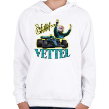PRINTFASHION Vettel F1 - Gyerek kapucnis pulóver - Fehér gyerek pulóver, kardigán