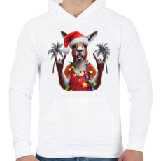 PRINTFASHION Vicces ausztrál karácsonyi rocker party kenguru - Mikulás ruhában - Férfi kapucnis pulóver - Fehér