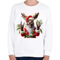 PRINTFASHION Vicces ausztrál karácsonyi rocker party kenguru - Mikulás ruhában - Gyerek pulóver - Fehér