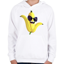PRINTFASHION Vicces banán napszemüvegben - Gyerek kapucnis pulóver - Fehér gyerek pulóver, kardigán