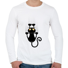 PRINTFASHION Vicces cicás póló - Férfi hosszú ujjú póló - Fehér férfi póló