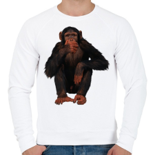 PRINTFASHION Vicces Csimpánz - Férfi pulóver - Fehér férfi pulóver, kardigán