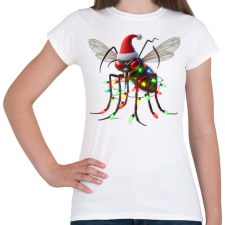 PRINTFASHION Vicces gonosz karácsonyi szúnyog - izzósorral - Női póló - Fehér női póló