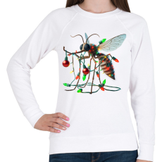 PRINTFASHION Vicces gonosz karácsonyi szúnyog - izzósorral - Női pulóver - Fehér