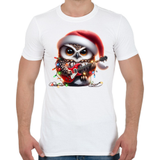 PRINTFASHION Vicces karácsonyi gitáros rocker party bagoly - Férfi póló - Fehér