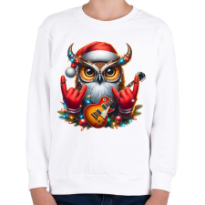 PRINTFASHION Vicces karácsonyi gitáros rocker party bagoly - Gyerek pulóver - Fehér gyerek pulóver, kardigán
