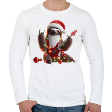 PRINTFASHION Vicces karácsonyi gitáros rocker party lajhár - Férfi hosszú ujjú póló - Fehér férfi póló