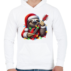 PRINTFASHION Vicces karácsonyi gitáros rocker party lajhár - Férfi kapucnis pulóver - Fehér