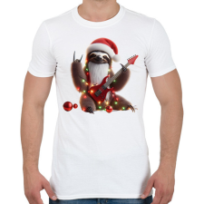 PRINTFASHION Vicces karácsonyi gitáros rocker party lajhár - Férfi póló - Fehér férfi póló