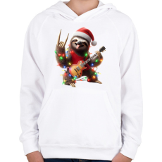 PRINTFASHION Vicces karácsonyi gitáros rocker party lajhár - Gyerek kapucnis pulóver - Fehér
