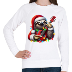 PRINTFASHION Vicces karácsonyi gitáros rocker party lajhár - Női pulóver - Fehér