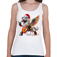 PRINTFASHION Vicces karácsonyi gitáros rocker party ló / Pegazus - Női atléta - Fehér női trikó