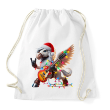 PRINTFASHION Vicces karácsonyi gitáros rocker party ló / Pegazus - Sportzsák, Tornazsák - Fehér tornazsák