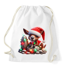 PRINTFASHION Vicces karácsonyi party kenguru kölyök - Mikulás ruhában - Sportzsák, Tornazsák - Fehér tornazsák
