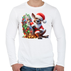 PRINTFASHION Vicces karácsonyi party kenguru - Mikulás ruhában - Férfi hosszú ujjú póló - Fehér