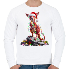 PRINTFASHION Vicces karácsonyi party kenguru - Mikulás ruhában - Férfi pulóver - Fehér férfi pulóver, kardigán