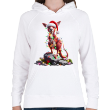 PRINTFASHION Vicces karácsonyi party kenguru - Mikulás ruhában - Női kapucnis pulóver - Fehér női pulóver, kardigán