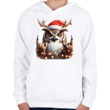PRINTFASHION Vicces karácsonyi rocker party bagoly - Gyerek kapucnis pulóver - Fehér gyerek pulóver, kardigán