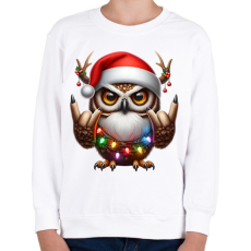 PRINTFASHION Vicces karácsonyi rocker party bagoly - Gyerek pulóver - Fehér