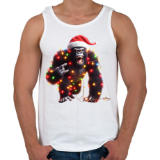 PRINTFASHION Vicces karácsonyi rocker party gorilla - Férfi atléta - Fehér