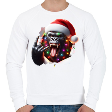 PRINTFASHION Vicces karácsonyi rocker party gorilla - Férfi pulóver - Fehér