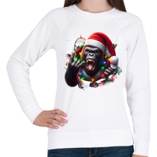 PRINTFASHION Vicces karácsonyi rocker party gorilla - Női pulóver - Fehér női pulóver, kardigán