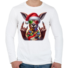 PRINTFASHION Vicces karácsonyi rocker party kenguru - Mikulás ruhában - Férfi hosszú ujjú póló - Fehér férfi póló
