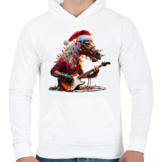 PRINTFASHION Vicces karácsonyi rocker party ló - Férfi kapucnis pulóver - Fehér