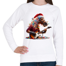 PRINTFASHION Vicces karácsonyi rocker party ló - Női pulóver - Fehér női pulóver, kardigán