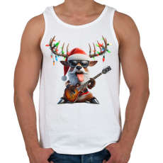 PRINTFASHION Vicces karácsonyi rocker party rénszarvas - Mikulás ruhában - Férfi atléta - Fehér