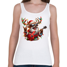 PRINTFASHION Vicces karácsonyi rocker party rénszarvas - Mikulás ruhában - Női atléta - Fehér női trikó