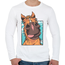 PRINTFASHION Vicces ló - Férfi hosszú ujjú póló - Fehér