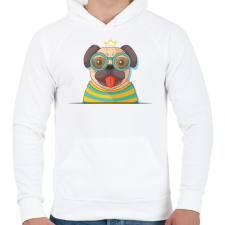 PRINTFASHION Vicces mopsz kutya - Férfi kapucnis pulóver - Fehér férfi pulóver, kardigán