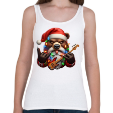 PRINTFASHION Vicces morcos karácsonyi gitáros rocker party medve - Női atléta - Fehér női trikó