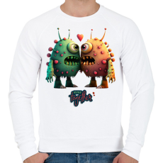 PRINTFASHION Vicces Szörnyecskés - BETTER together- cuki, csúnya, szerelmes minta - Férfi pulóver - Fehér