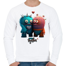 PRINTFASHION Vicces Szörnyecskés - BETTER together- cuki, csúnya, szerelmes minta - Férfi pulóver - Fehér férfi pulóver, kardigán