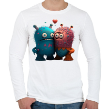 PRINTFASHION Vicces Szörnyecskés - cuki, csúnya, szerelmes minta - Férfi hosszú ujjú póló - Fehér férfi póló