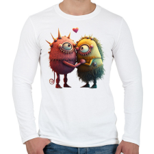 PRINTFASHION Vicces Szörnyecskés - cuki, csúnya, szerelmes minta - Férfi hosszú ujjú póló - Fehér férfi póló