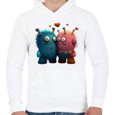 PRINTFASHION Vicces Szörnyecskés - cuki, csúnya, szerelmes minta - Férfi kapucnis pulóver - Fehér férfi pulóver, kardigán