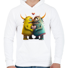 PRINTFASHION Vicces Szörnyecskés - cuki, csúnya, szerelmes minta - Férfi kapucnis pulóver - Fehér férfi pulóver, kardigán
