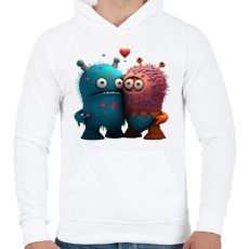 PRINTFASHION Vicces Szörnyecskés - cuki, csúnya, szerelmes minta - Férfi kapucnis pulóver - Fehér