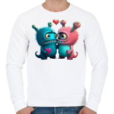 PRINTFASHION Vicces Szörnyecskés - cuki, csúnya, szerelmes minta - Férfi pulóver - Fehér férfi pulóver, kardigán