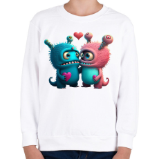 PRINTFASHION Vicces Szörnyecskés - cuki, csúnya, szerelmes minta - Gyerek pulóver - Fehér