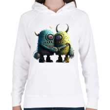 PRINTFASHION Vicces Szörnyecskés - cuki, csúnya, szerelmes minta - Női kapucnis pulóver - Fehér női pulóver, kardigán